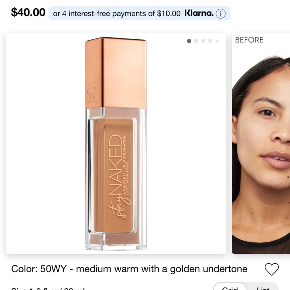 Urban Decay weighless foundation in shade 50WY